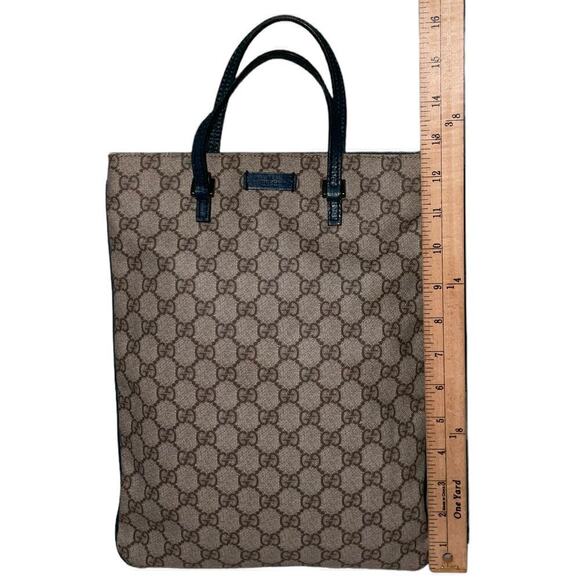 Gucci GG Supreme Flat Vertical Tote with Teal Leather trim and accents - Picture 11 of 15